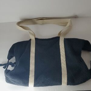 World Market Beach Bag India Black White Stripe Mesh Tote Style Adjustable Zip